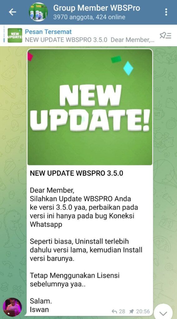 update whatsapp blast